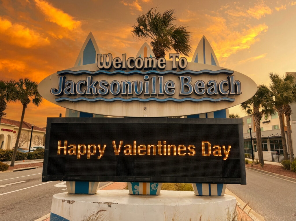 Jacksonville Beach Valentines day sign