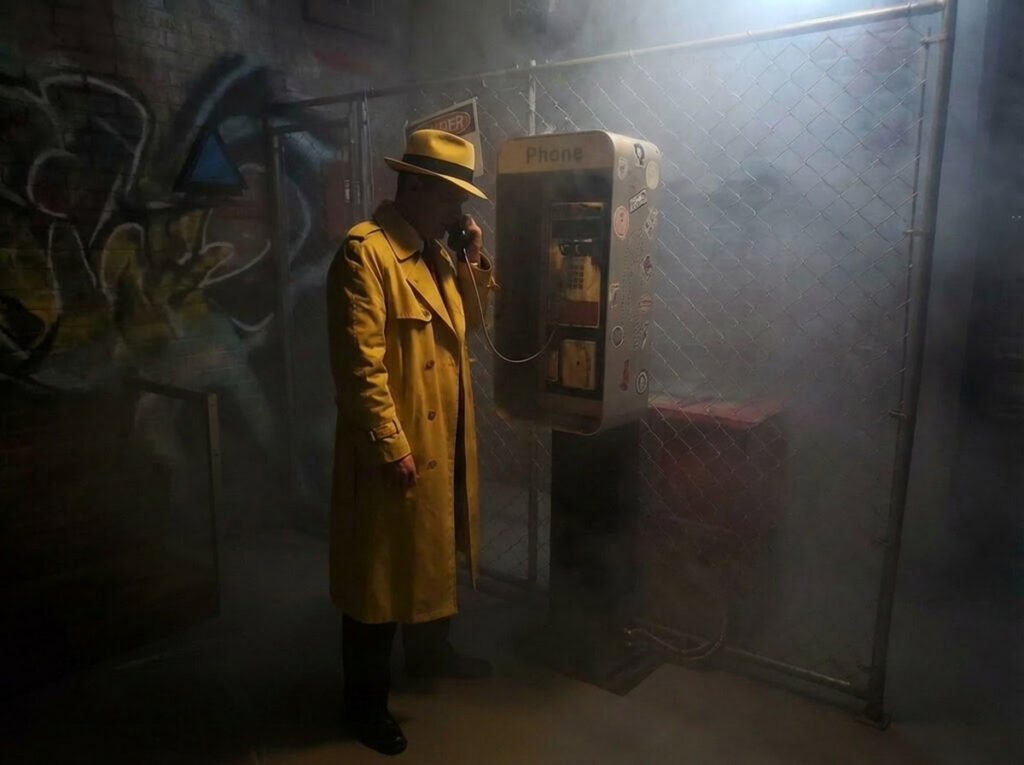 Detective in chinatown escape room solving murder mystery at Mind Bender Escape Rooms